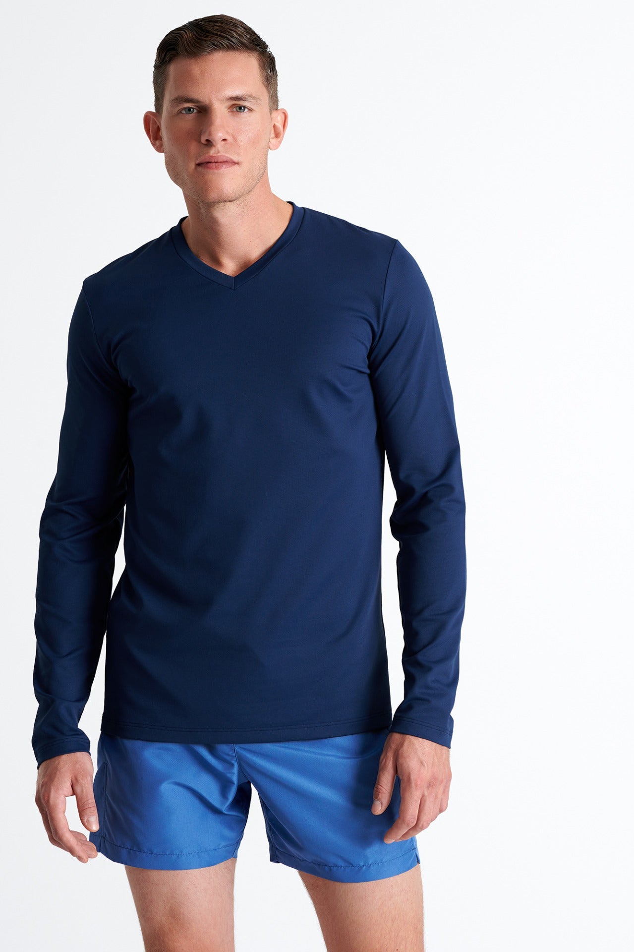 Shan Actuel Textured jersey long sleeve V neck - 62213-92-590