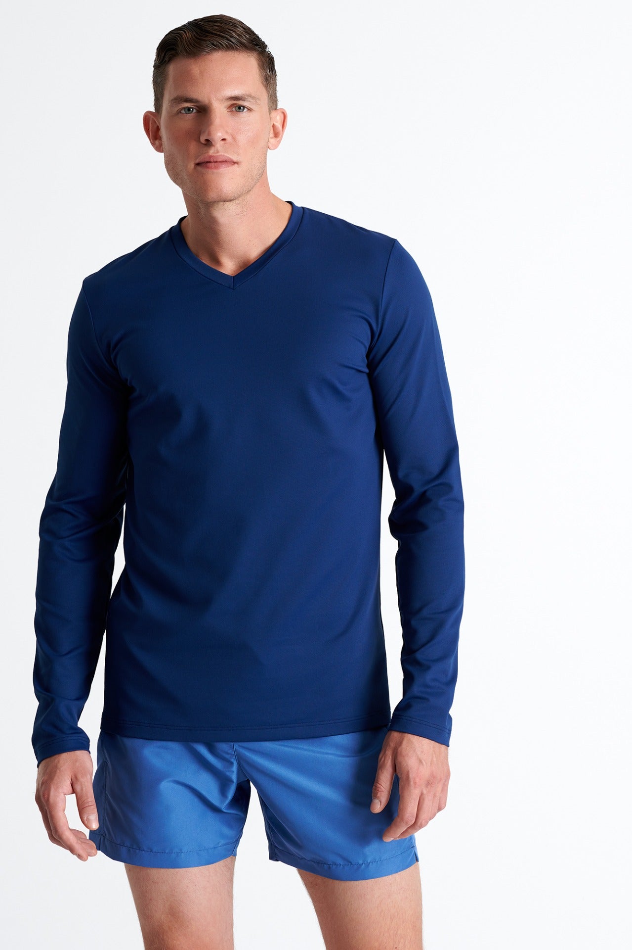 Shan Actuel Textured jersey long sleeve V neck - 62213-92-500