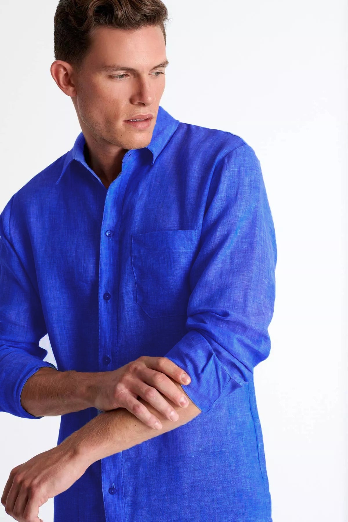 Shan Signature Button down linen blend shirt