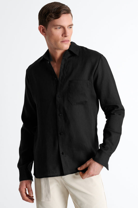 Shan Signature Button down linen blend shirt