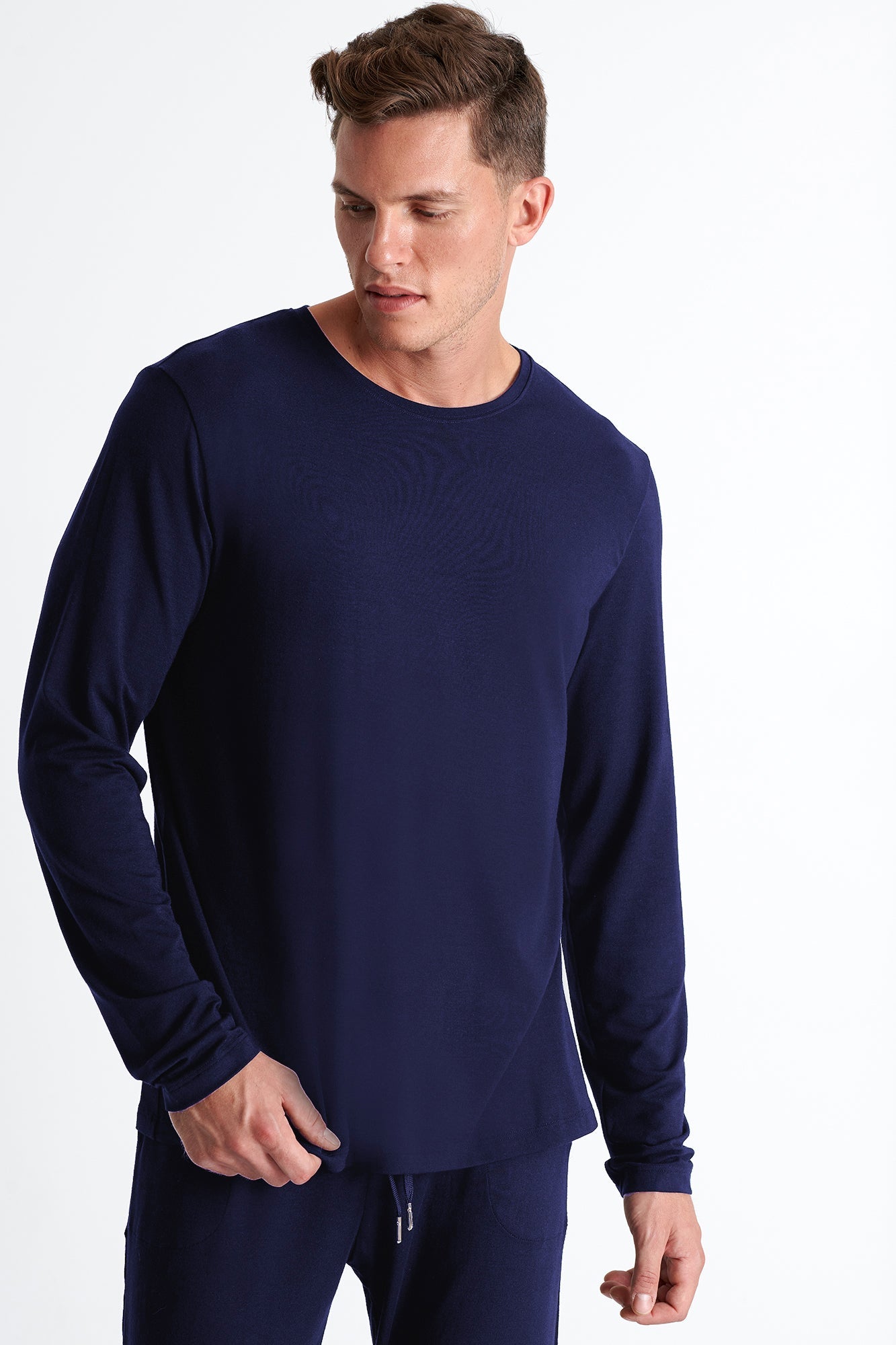 Shan Relaxation Soft round neck long sleeve shirt - 62294-82-500