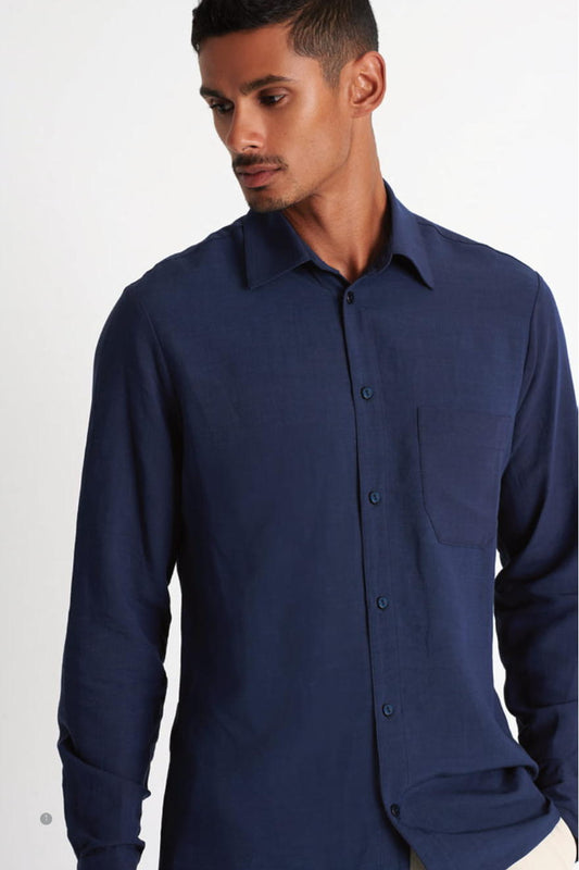 Shan Signature Button down linen blend shirt